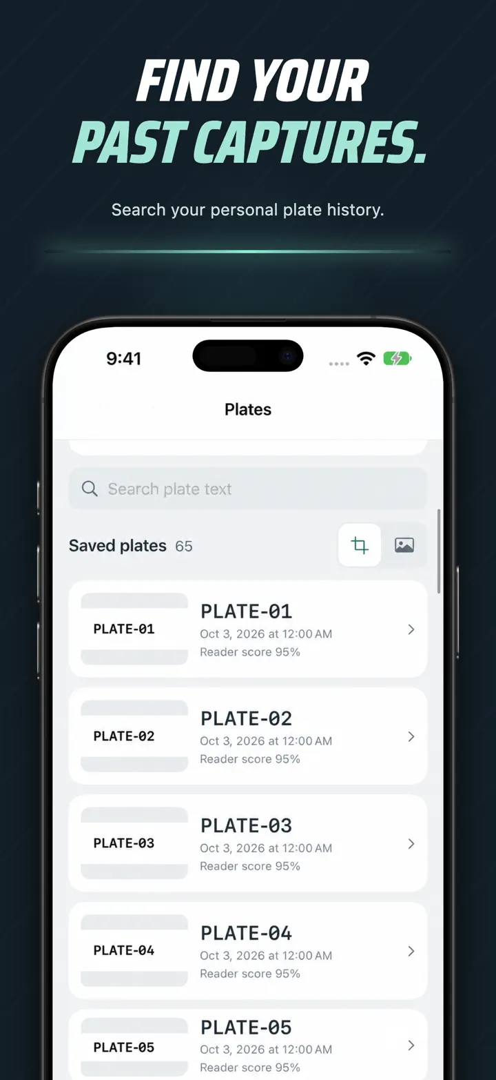 Search saved plate capture history