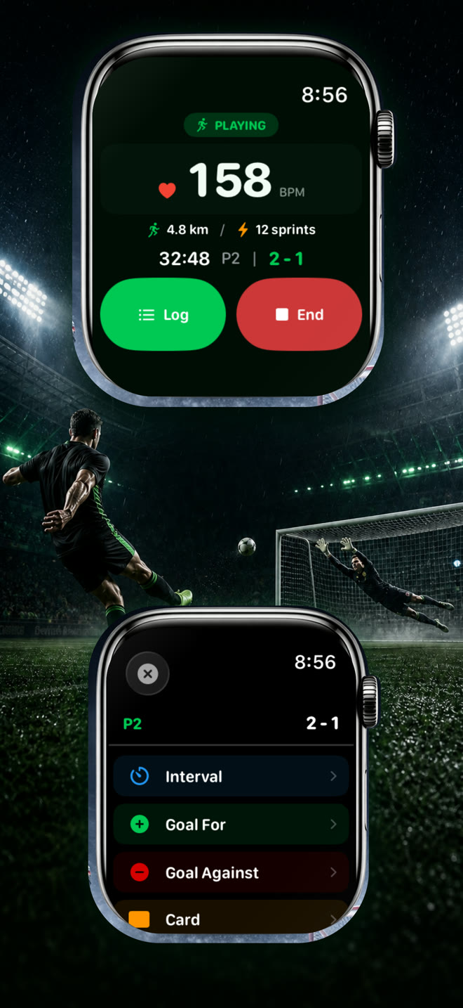Apple Watch live session and match event controls