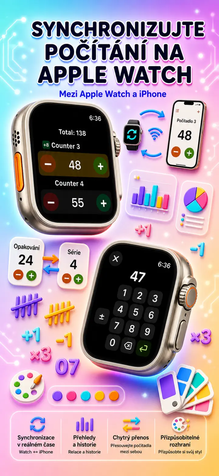 Live Apple Watch sync — counters mirror between iPhone and watch