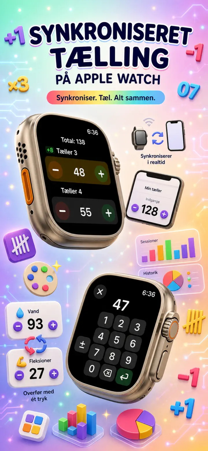 Live Apple Watch sync — counters mirror between iPhone and watch