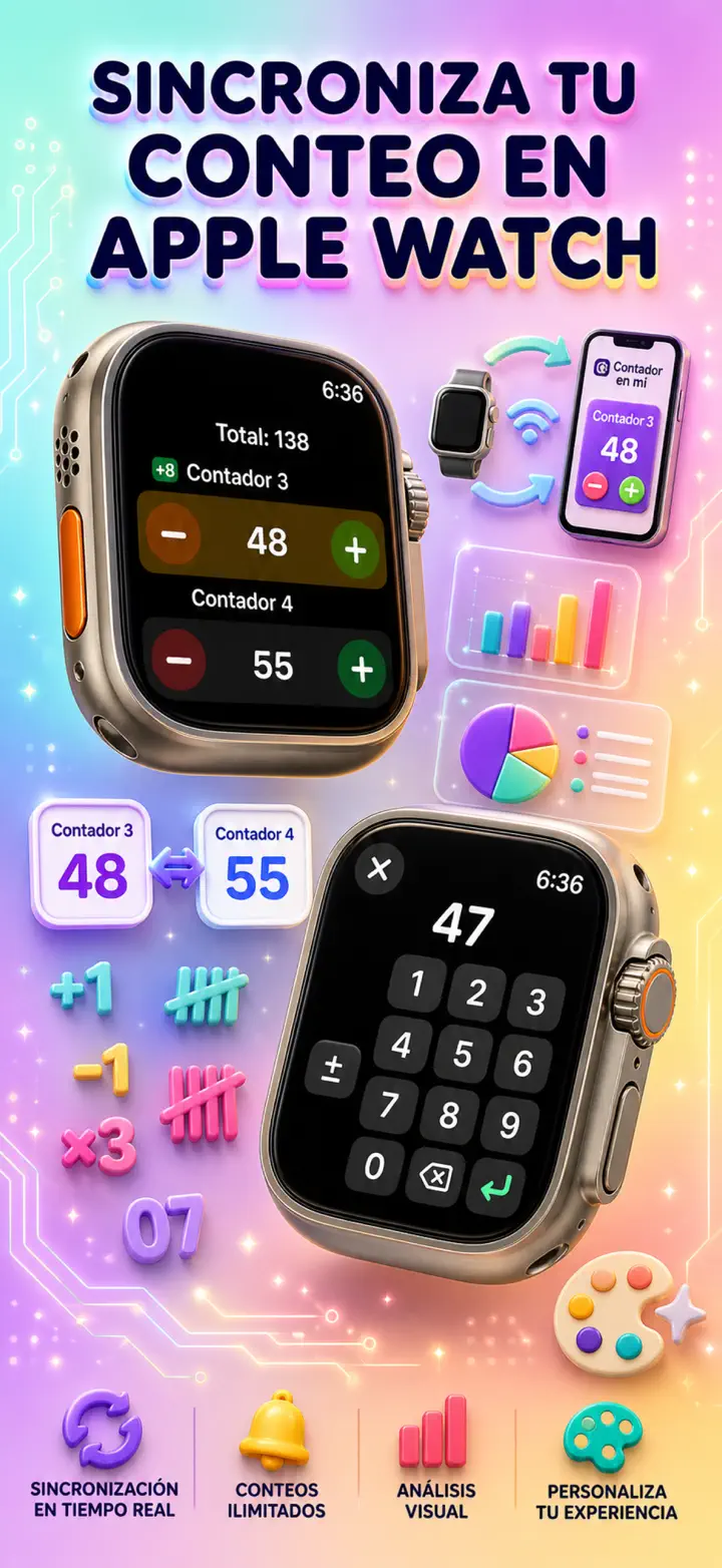 Live Apple Watch sync — counters mirror between iPhone and watch