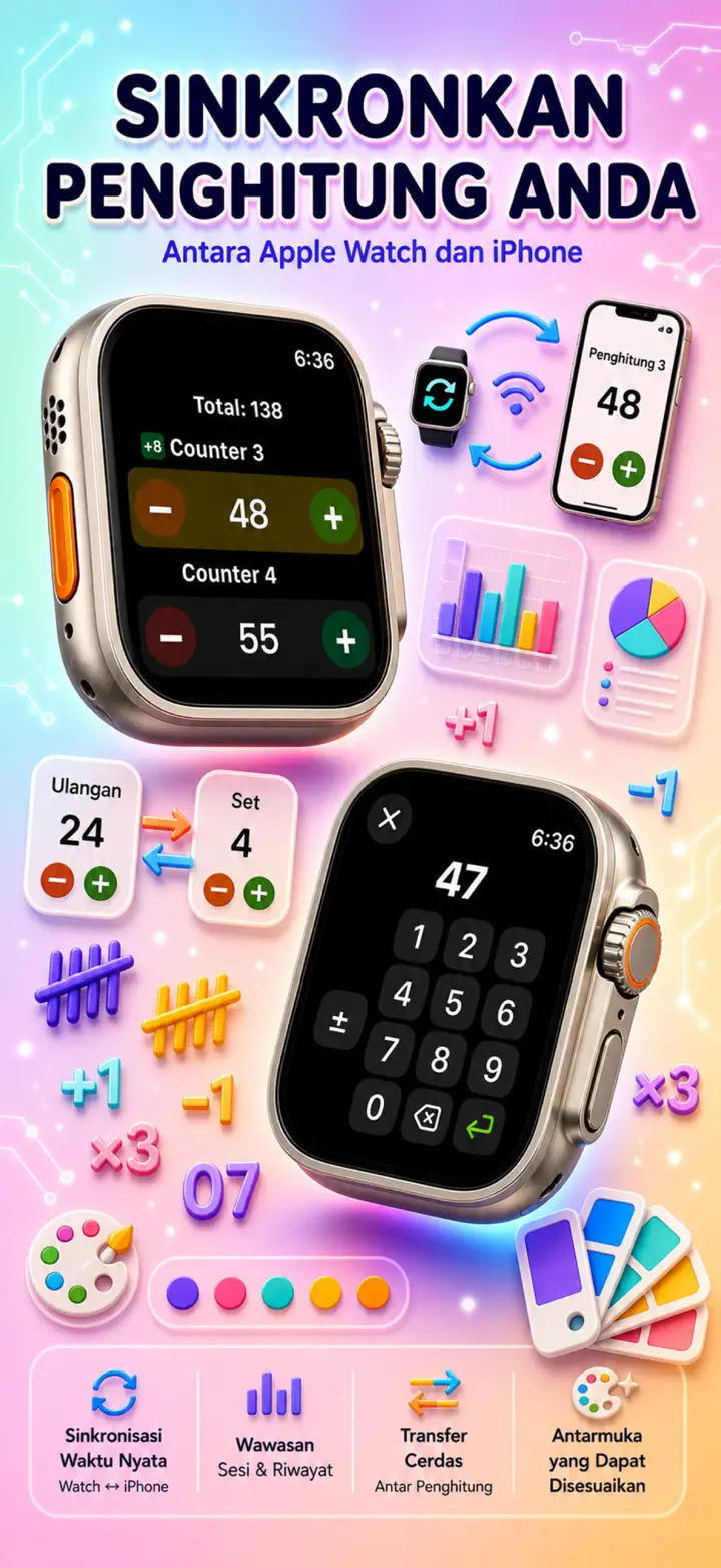 Live Apple Watch sync — counters mirror between iPhone and watch