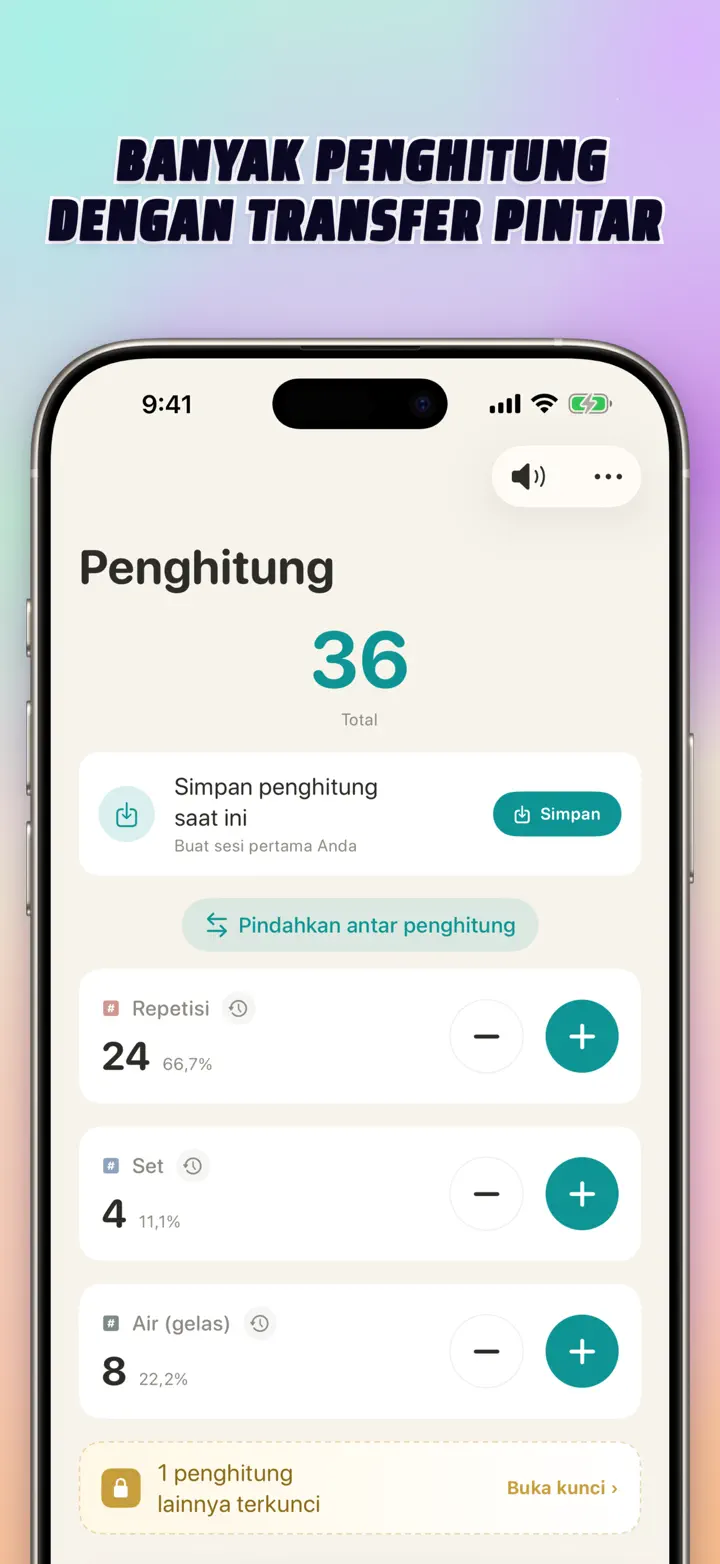 List of multiple personalized counters with names, colors, and smart transfers