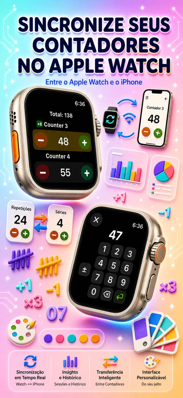 Live Apple Watch sync — counters mirror between iPhone and watch