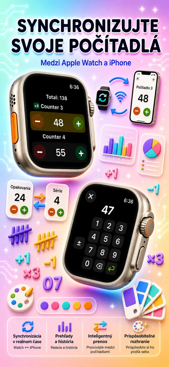Live Apple Watch sync — counters mirror between iPhone and watch