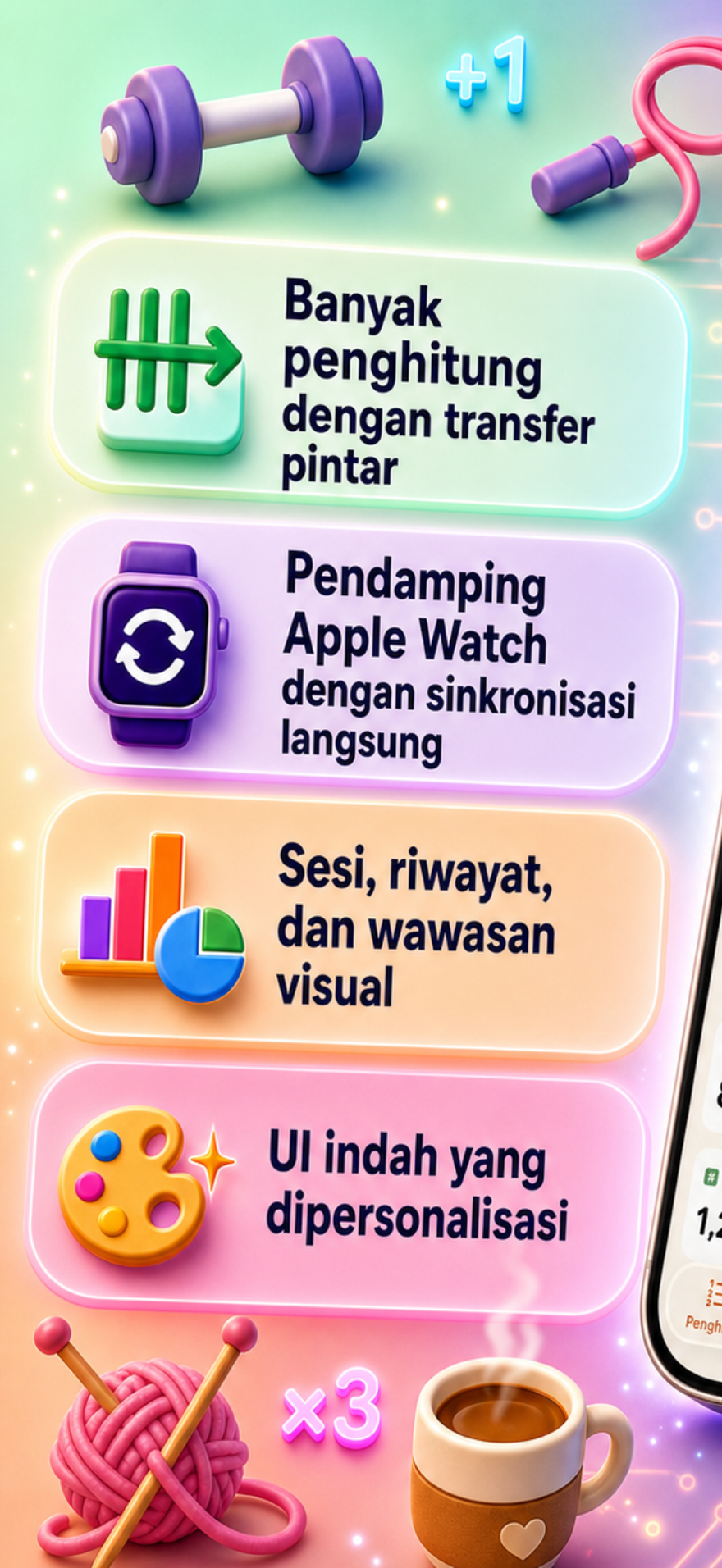 Tally Counter 123 marketing poster — count anything with custom counters